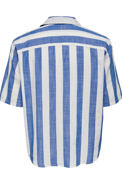 Chemise ONSTES RLX CTN SLUB STRIPE SS SHIRT Bleue