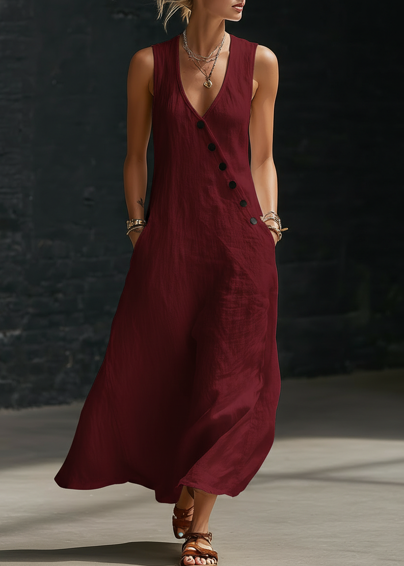 Sophie | Robe Maxi Boutonnée Minimaliste