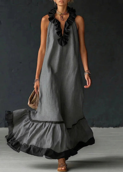 Séréna | Robe Longue Fluide à Volants Chic
