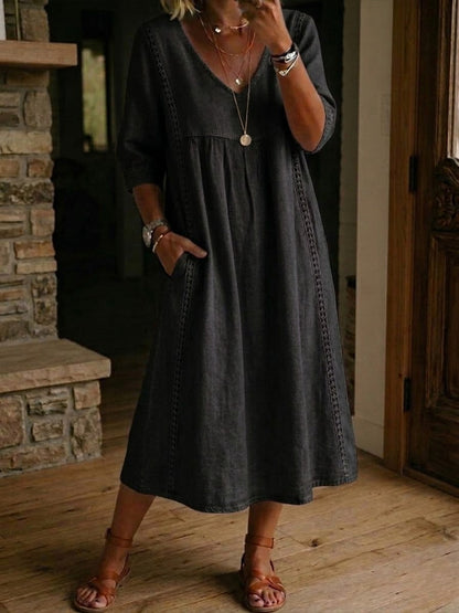 Aurine | Robe Ample Lin Et Coton À Dentelle