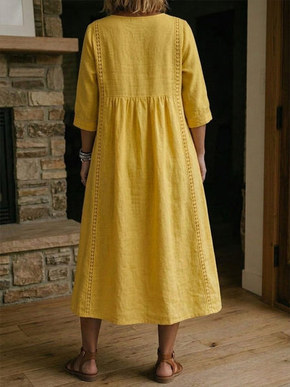 Aurine | Robe Ample Lin Et Coton À Dentelle