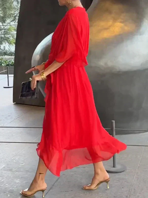 Monica - Robe en mousseline de soie avec décolleté en V