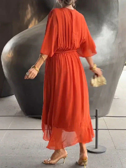 Monica - Robe en mousseline de soie avec décolleté en V
