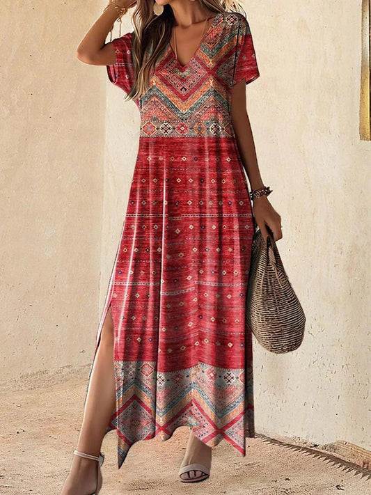 Robe vintage à imprimé géométrique