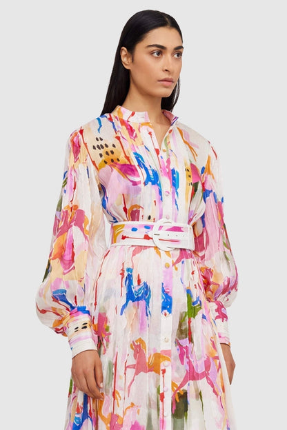 Pauline Laurent® | Robe maxi dégradée imprimée avec ceinture