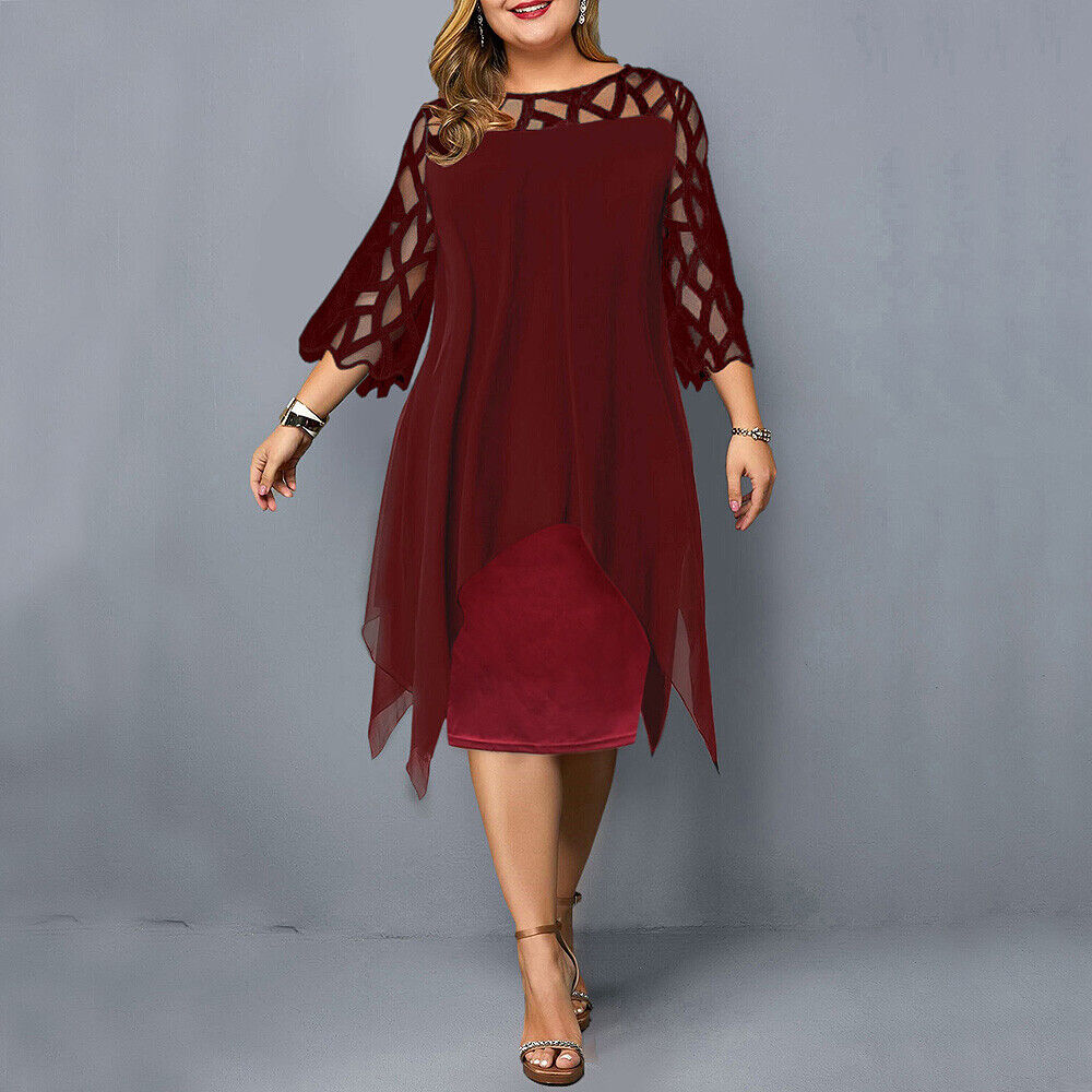 Robe Midi en Chiffon à Manches Cape pour Femme