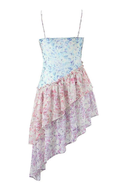 Pauline Laurent® | Mini-robe de slip imprimée à volants en patchwork