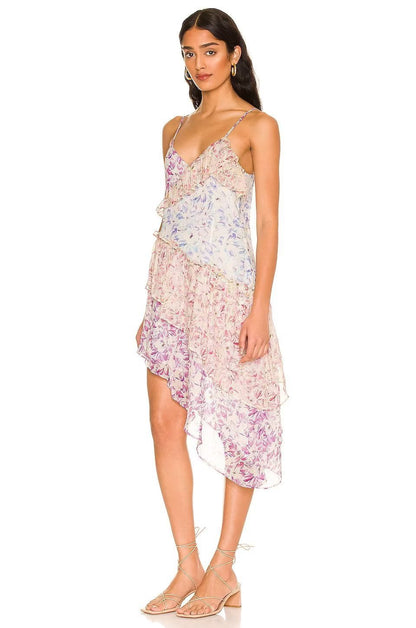 Pauline Laurent® | Mini-robe de slip imprimée à volants en patchwork
