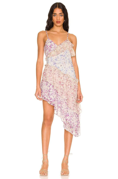 Pauline Laurent® | Mini-robe de slip imprimée à volants en patchwork
