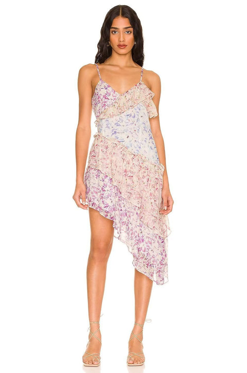 Pauline Laurent® | Mini-robe de slip imprimée à volants en patchwork