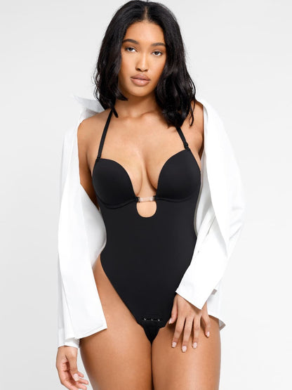 Olivara® – Body une-pièce spécial mariage, décolleté plongeant et dos nu