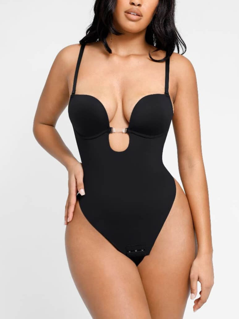 Olivara® – Body une-pièce spécial mariage, décolleté plongeant et dos nu
