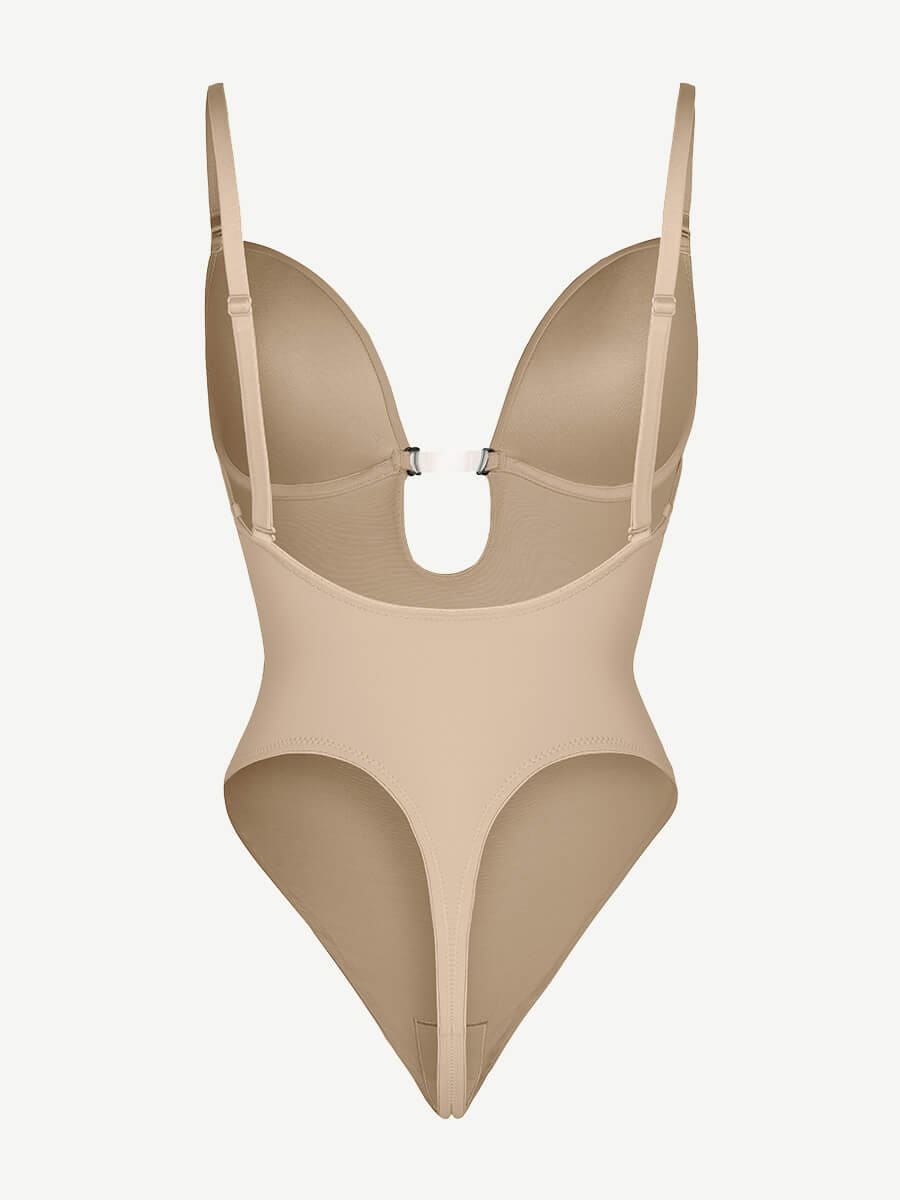 Olivara® – Body une-pièce spécial mariage, décolleté plongeant et dos nu