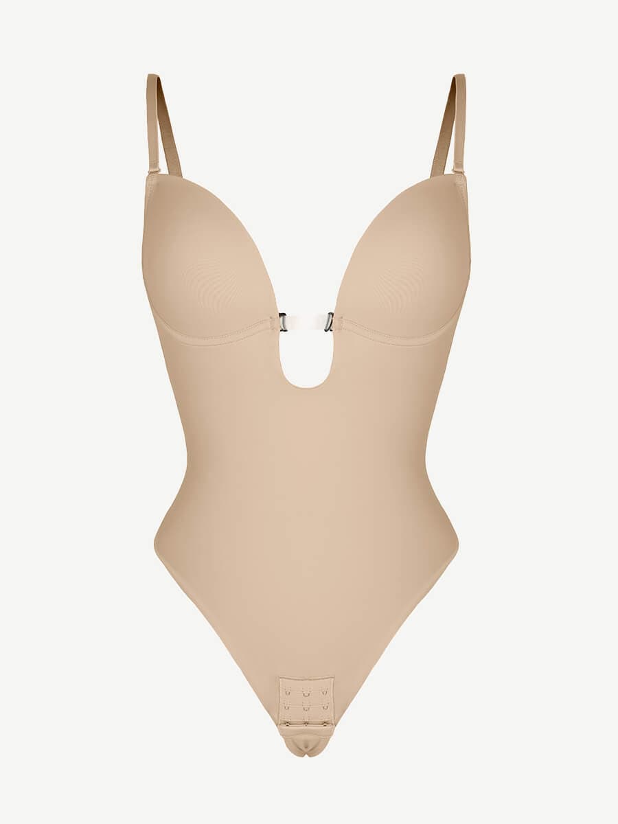 Olivara® – Body une-pièce spécial mariage, décolleté plongeant et dos nu