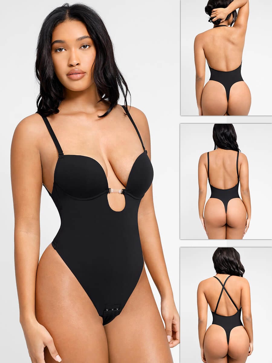 Olivara® – Body une-pièce spécial mariage, décolleté plongeant et dos nu