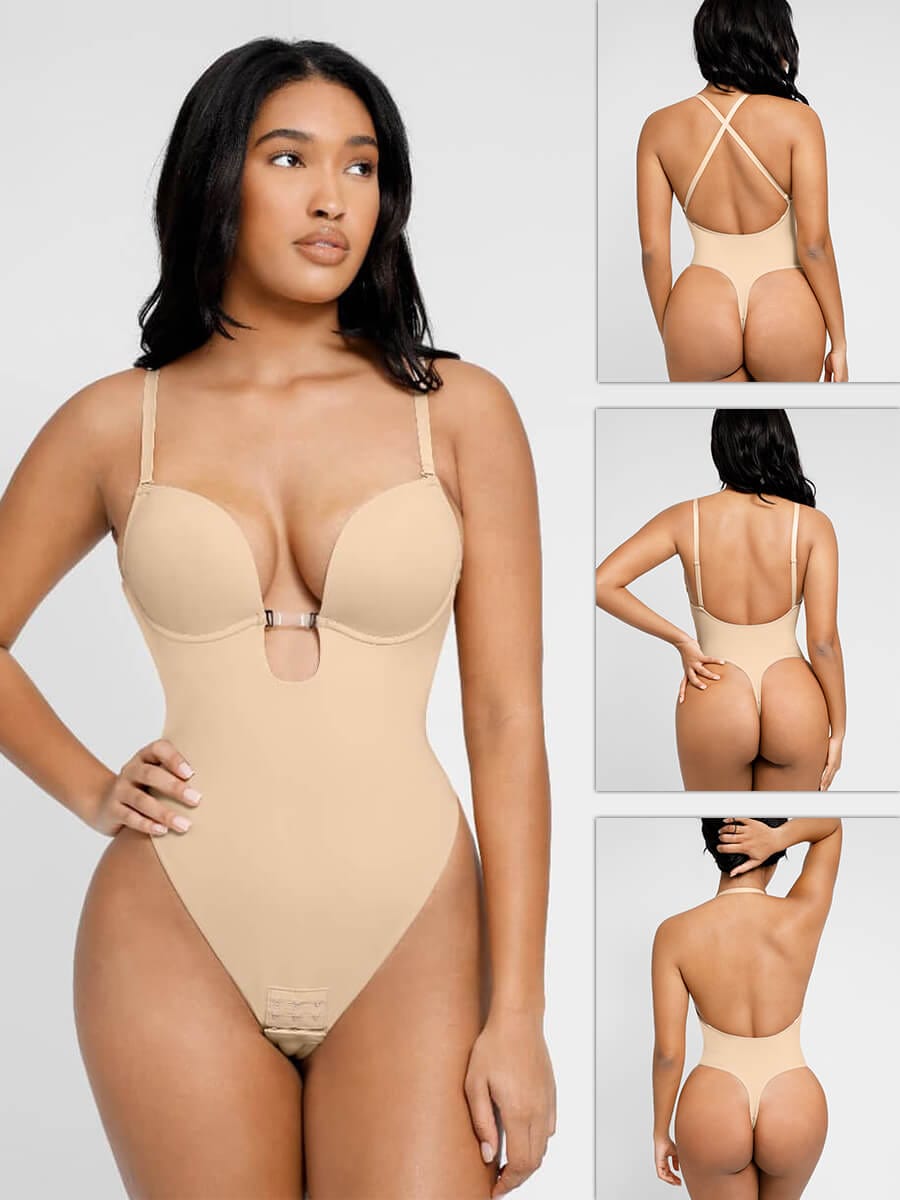 Olivara® – Body une-pièce spécial mariage, décolleté plongeant et dos nu