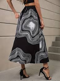 Sylvie | Jupe Midi Chic avec Motif Artistique