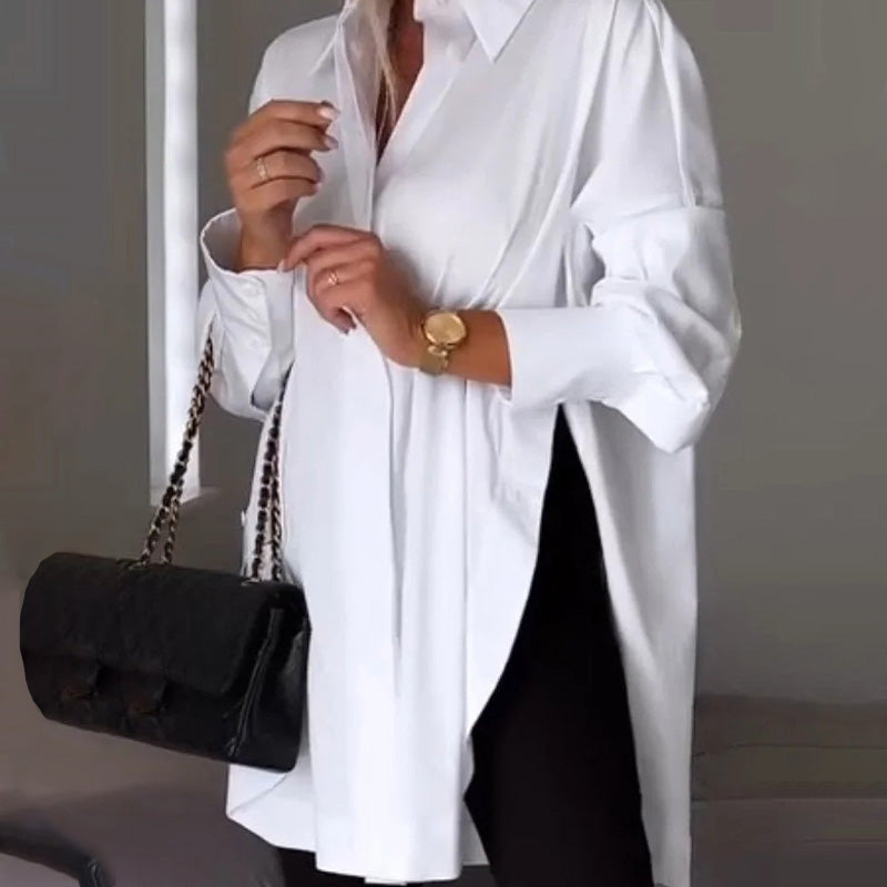 Chemise ample à manches longues et revers