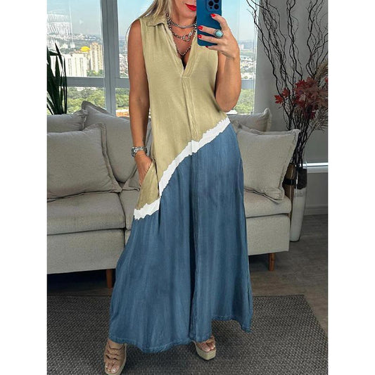 Calista™ - Robe Sans Manches Tie-Dye avec Revers et Décolleté en V