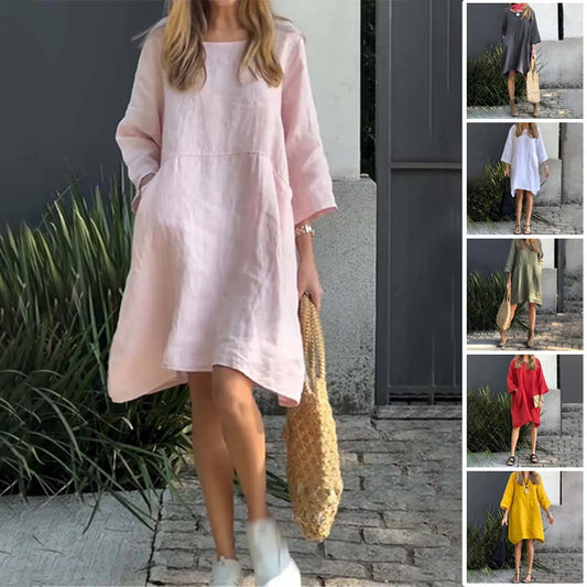Arabella™ | Robe Décontractée en Coton-Lin