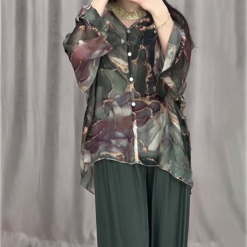 Aveline™ | Costume décontracté  imprimé à col en V