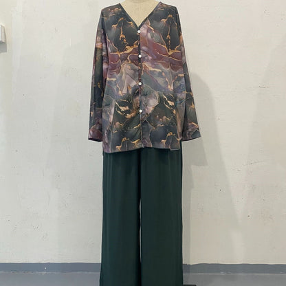 Aveline™ | Costume décontracté  imprimé à col en V