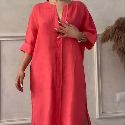 Cate™ | Robe Décontractée en Coton et Lin