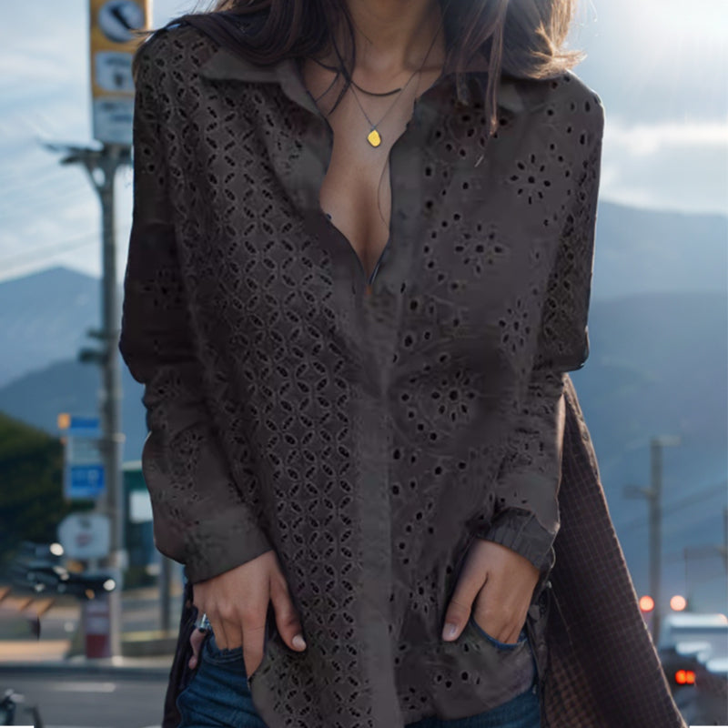 Chemise tendance à boutons amples et creux