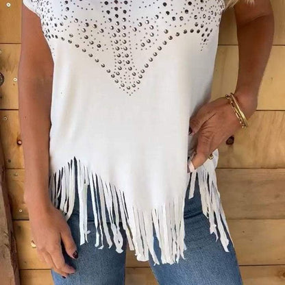Céleste ™ - T-shirt femme imprimé frangé