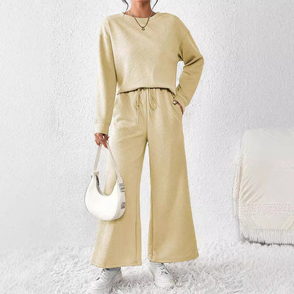 Ensemble 2 pièces femme - haut texturé et pantalon large
