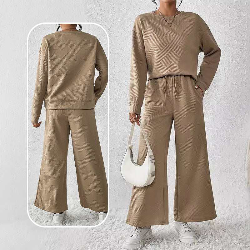 Ensemble 2 pièces femme - haut texturé et pantalon large