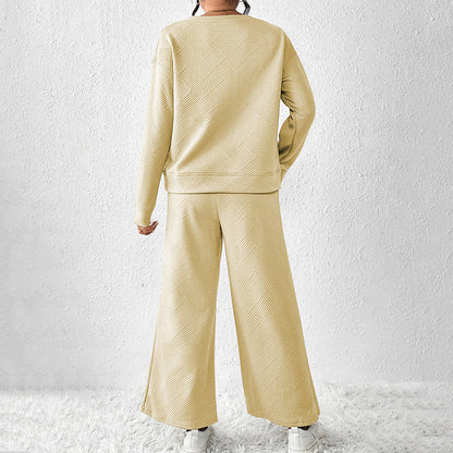Ensemble 2 pièces femme - haut texturé et pantalon large