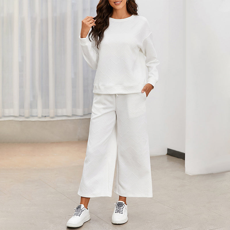 Ensemble 2 pièces femme - haut texturé et pantalon large