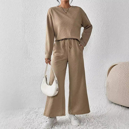 Ensemble 2 pièces femme - haut texturé et pantalon large