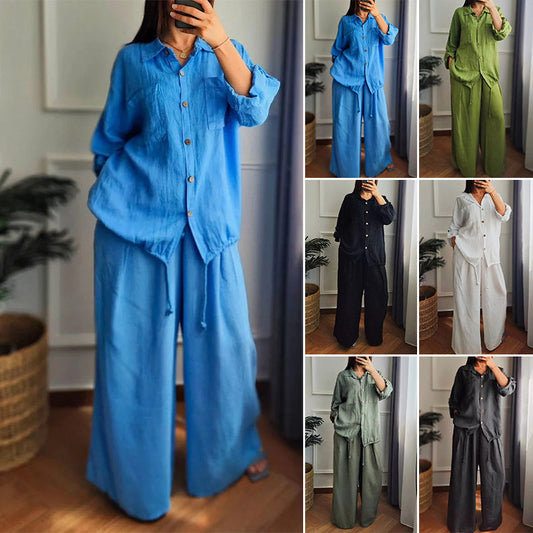Ensemble 2 pièces - Top à cordon de serrage et pantalon à jambe large