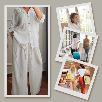 Ensemble 2 pièces - Top à cordon de serrage et pantalon à jambe large