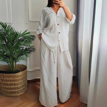 Ensemble 2 pièces - Top à cordon de serrage et pantalon à jambe large