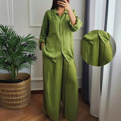 Ensemble 2 pièces - Top à cordon de serrage et pantalon à jambe large
