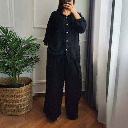 Ensemble 2 pièces - Top à cordon de serrage et pantalon à jambe large