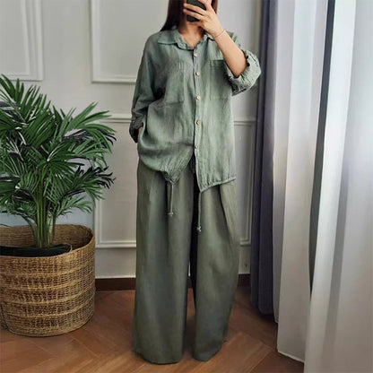 Ensemble 2 pièces - Top à cordon de serrage et pantalon à jambe large