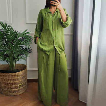 Ensemble 2 pièces - Top à cordon de serrage et pantalon à jambe large
