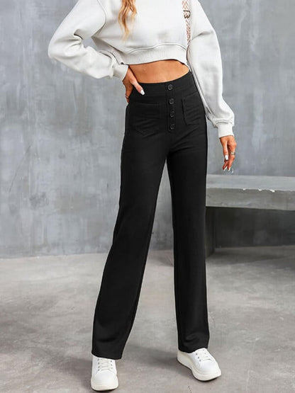 Nara™ - Haute élasticité - Pantalon décontracté taille haute à jambe droite