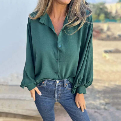 Chemise boutonnée élégante de couleur unie pour femme