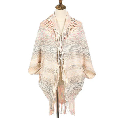 Mary™ | Châle Tricoté à Franges