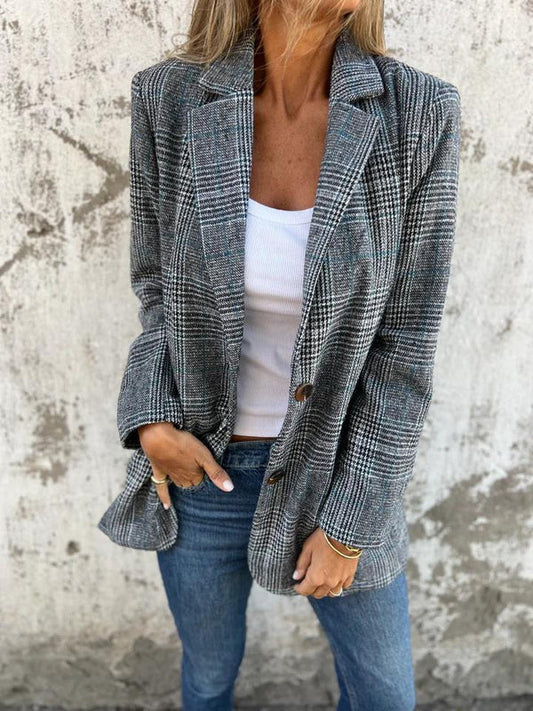 Vika™ | Blazer à Carreaux Prince de Galles en coton