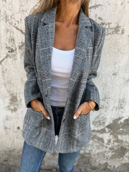 Vika™ | Blazer à Carreaux Prince de Galles en coton