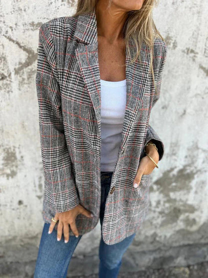 Vika™ | Blazer à Carreaux Prince de Galles en coton
