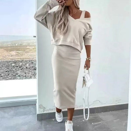 DAELYN - ENSEMBLE CONFORTABLE JUPE ET PULL TRICOT