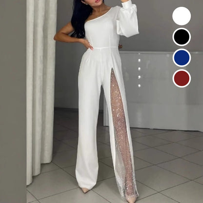 Mesh scintillant One Shoulder One Piece robes pour femmes
