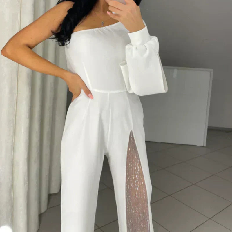Mesh scintillant One Shoulder One Piece robes pour femmes